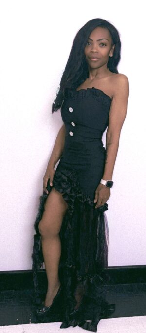Onyx Drama Ruffled Maxi Dress