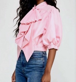 Petal Sculptural Puff-Sleeve Top