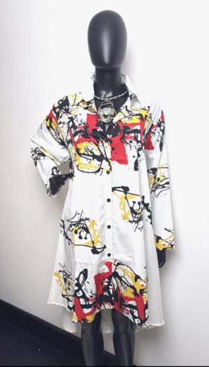 Paint Splatter High-Low Shirt Dress