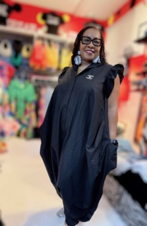 Midnight Flutter Sleeve Oversized Jumpsuit (One size fits most)