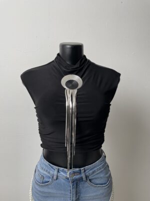 Versatile Draped Cowl-Neck Crop Top