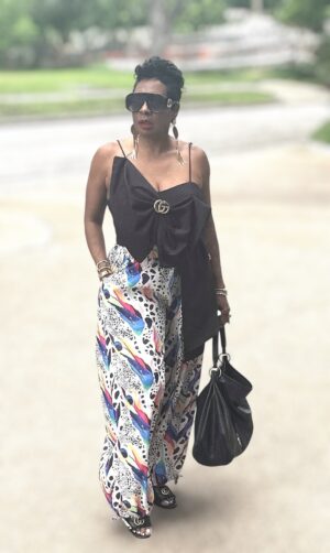Abstract Multi-Print Balloon Pants