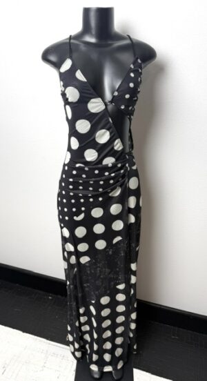 Retro Revival Polka Dot Cut-Out Maxi