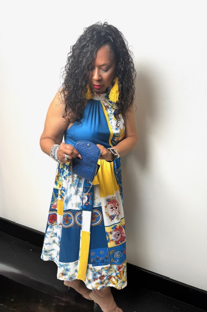 Abstract Patchwork Halter Dress - Image 4