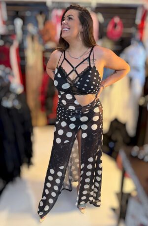 Retro Revival Polka Dot Cut-Out Maxi