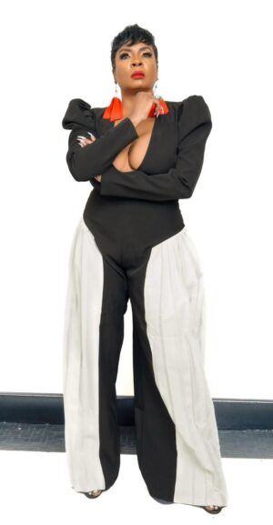 Monochrome Architectural Cut-Out Jumpsuit