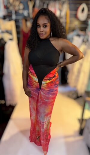 Sunset Horizon Halter Maxi Dress